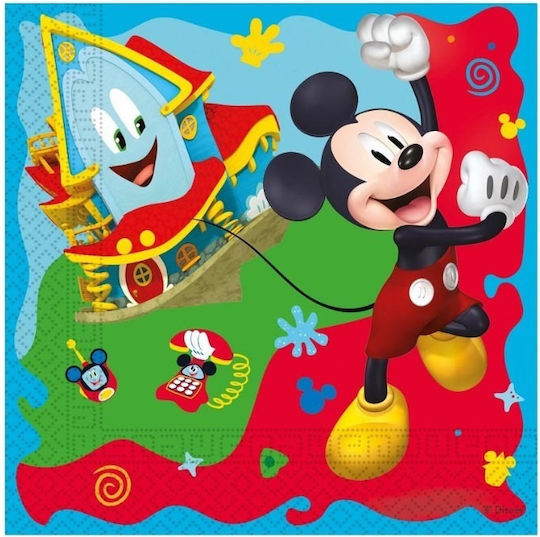 Mickey Rock The House Χαρτοπετσέτες Πολύχρωμες 33x33εκ. 20τμχ