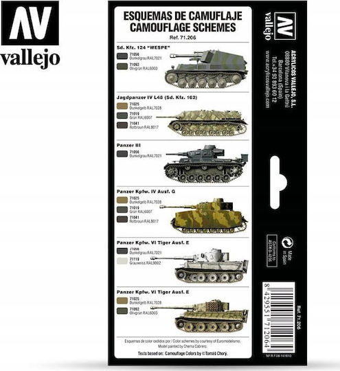 Acrylicos Vallejo Σετ Χρώματα Μοντελισμού σε Καφέ χρώμα 8τμχ