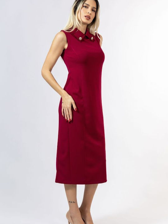 Sommer Midi Hemdkleid Ärmellos Burgundisches