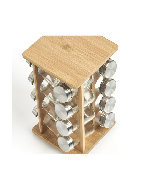 Zeller Glass Tabletop Spice Rack with Stand Brown 16pcs