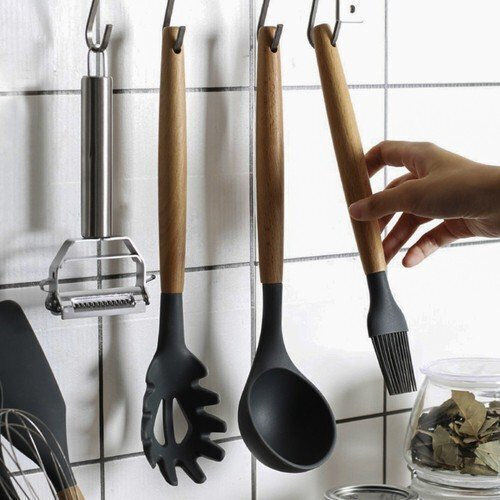 Σετ Kochutensilien mit Ständer 11Stück Schwarz