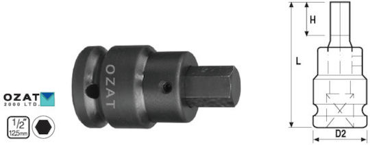 1/2'' Impact Socket Head 3/16'' External Hex Profile