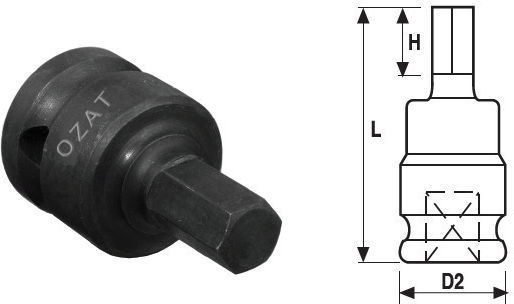 1'' Impact Socket Head External Hex Profile 1 Piece 20