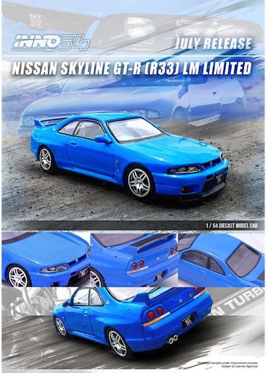 Macheta Auto Nissan Skyline Gt-r R33 Blue 1:64 Inno