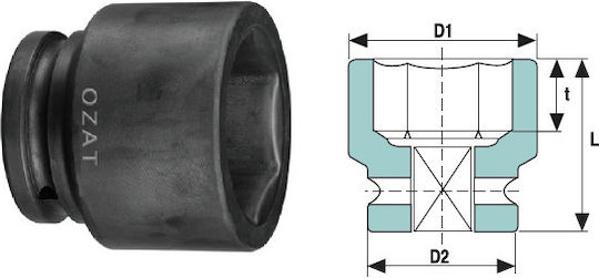 1'' Impact Socket Head 6 Sides Short 65