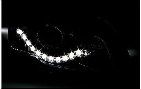 Front Led Dayline Lights Audi A3 2003-2008 Black H1 Bulbs Set 2 Pieces