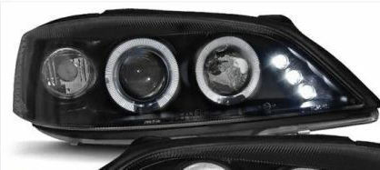 Front Led Angel Eyes Car Bulbs Opel Astra G 1998-2004 Black H1 Bulbs Set 2 Pieces Swo01b
