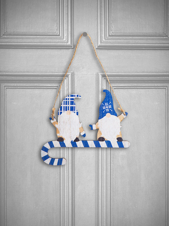 Christmas Decoration Wooden Blue Elf 15 Cm