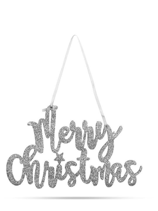 Weihnachtsdekoration "Frohe Weihnachten" 20 x 12 cm Silber