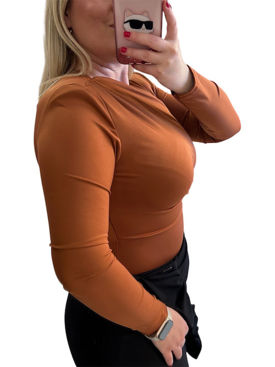 Irene Vilou Damen-Bodysuit Braun mit Spitze