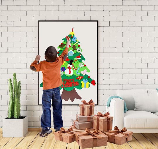 Felt Christmas Tree Children 32 Detachable Ornaments Wall Window Door Decorations New Year's Party Kids Bebelogic