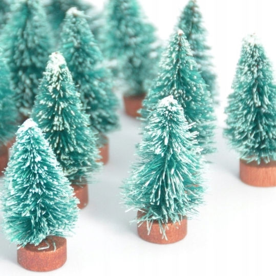 Set 3 Christmas Decorative Trees Zola Different Sizes 6.9 12 Cm Plastic Snow Pattern