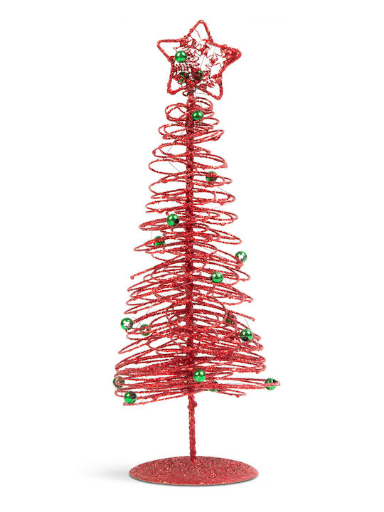 Ornament De Crăciun Copac De Crăciun Metalic 28 Cm Roșu