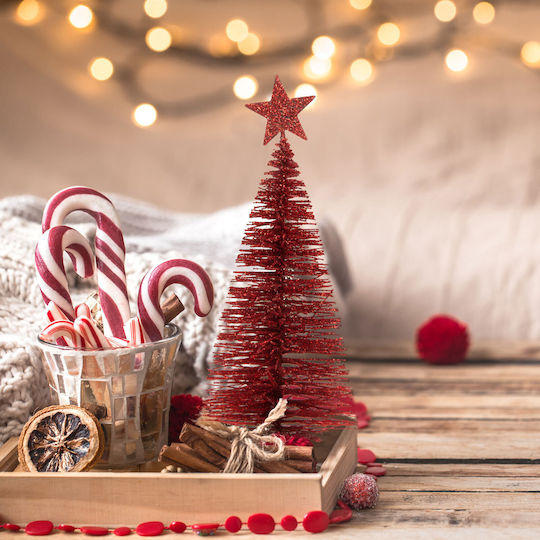Mini Artificial Pine Decoration Glitter 18 Cm 4 Colors