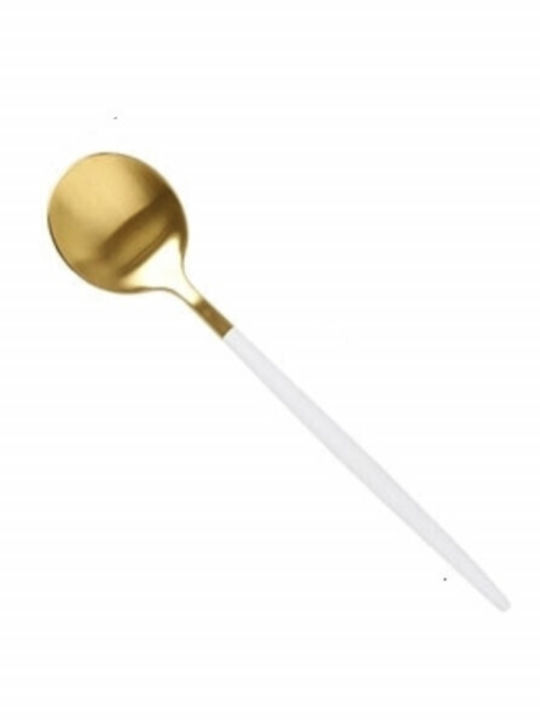 Set 6 Luxus Mini Löffel Kaffee Tee Dessert Edelstahl 13 Cm Gold Weiß