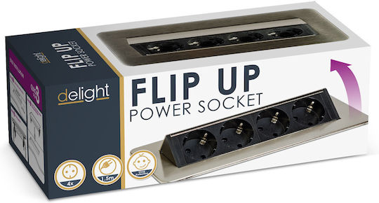Delight Steckdosenleiste 4 Positionen mit Kabel 1.5m Silber