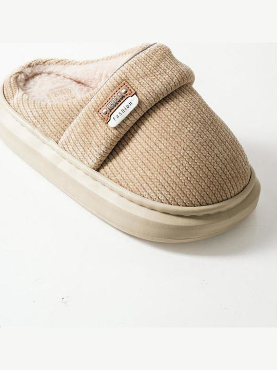 Winter Women's Slippers with Fur Brown
