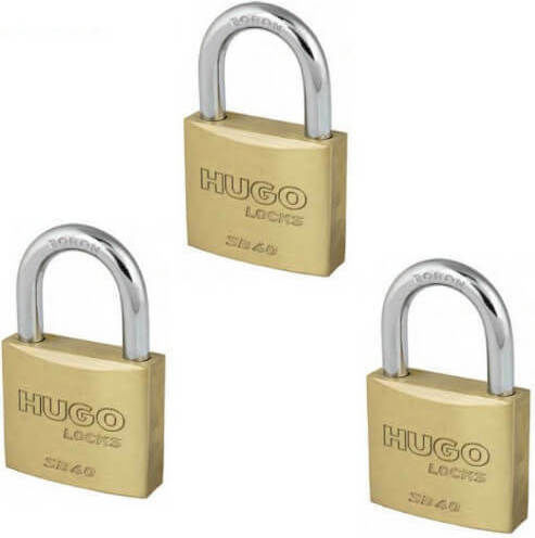 Hugo Locks SB 40 Μπρούτζινο Λουκέτο Πέταλο με Κλειδί 20mm 3τμχ