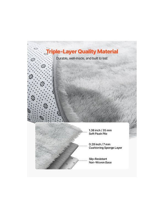 Vevor Rug Rectangular Furry Light Grey Tie-dye