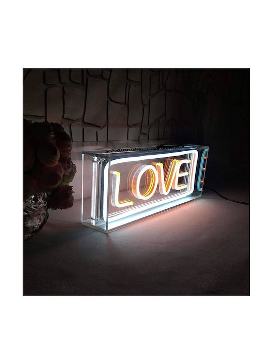 Semn decorativ I-total din plastic acrilic 23x13 cm, lumină neon LED, Love Xl2762
