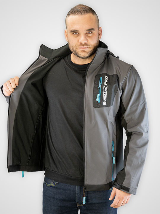 Bormann Pro Napoli Μπουφάν Εργασίας Softshell με Κουκούλα Γκρι
