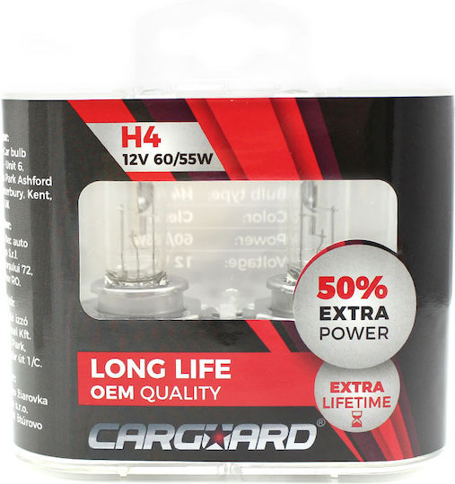 Set 1 Set 2 Lămpi Auto Halogen H4 55W +50% Intensitate Durată Lungă Carguard