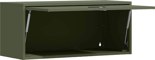 Wall Mounted Living Room Cabinet Made of Metal Olive Green 80x33x35cm