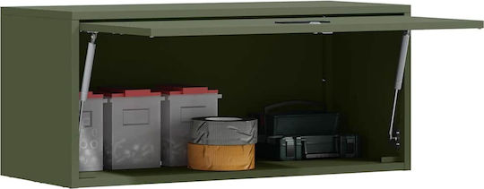 Wall Mounted Living Room Cabinet Made of Metal Olive Green 80x33x35cm