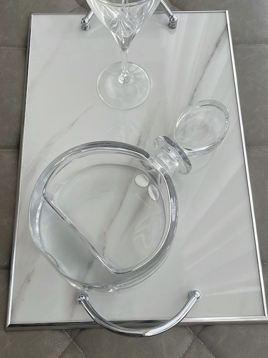 Modern Wine Set 3 Pieces Tray Marble Surface Crystals Top Quality