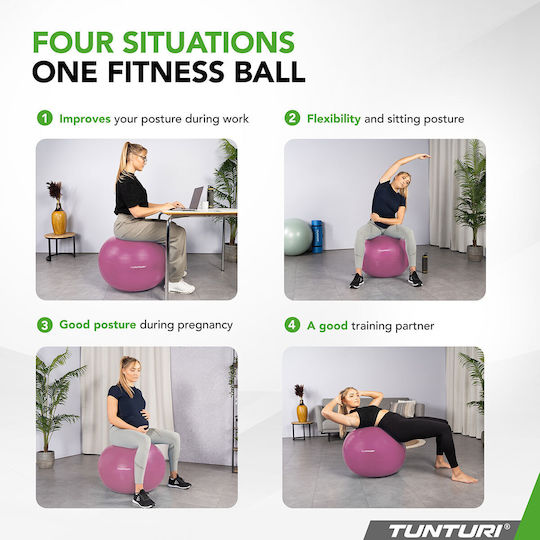Tunturi Μπάλα Pilates 65cm σε Μωβ Χρώμα