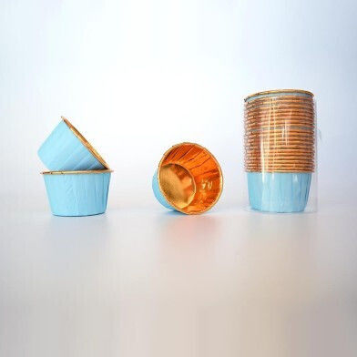 Γαλάζιες Θήκες Cupcakes Βάση 5xυ3,8εκ 25 Τεμ Αλουμινίου