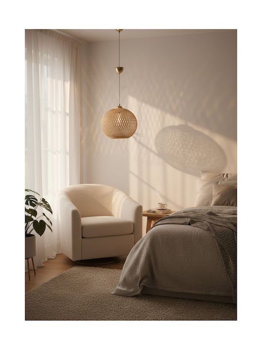 Pakketo PWL-1112 Κρεμαστό Φωτιστικό Καφέ Boho με Σχοινί για Ντουί E27 38x38x38εκ.