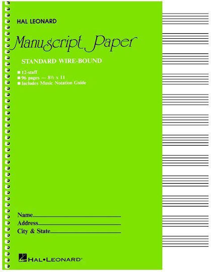 Hal Leonard Spiral Notebook Music 48 Sheets Green 1pcs