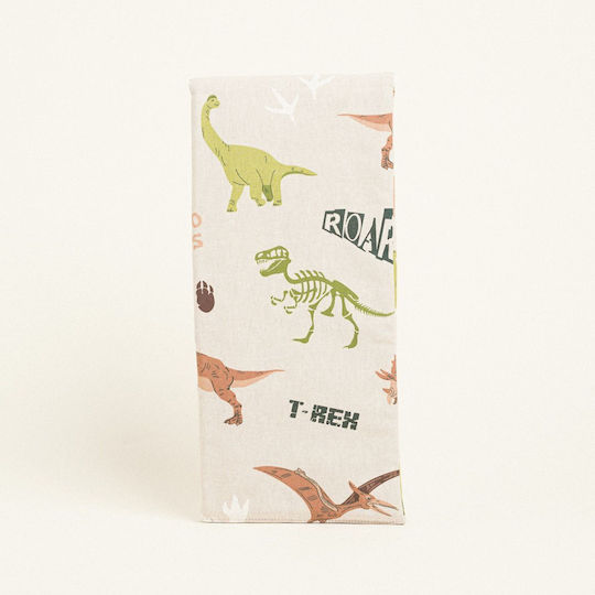 Beauty Home Fabric Easter Candle Case with Theme "Dinosaurs" Beige 45x22cm.