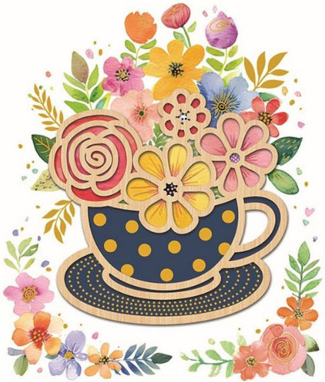 Greeting Card Hollywood Without Message Blue Mug Flowers
