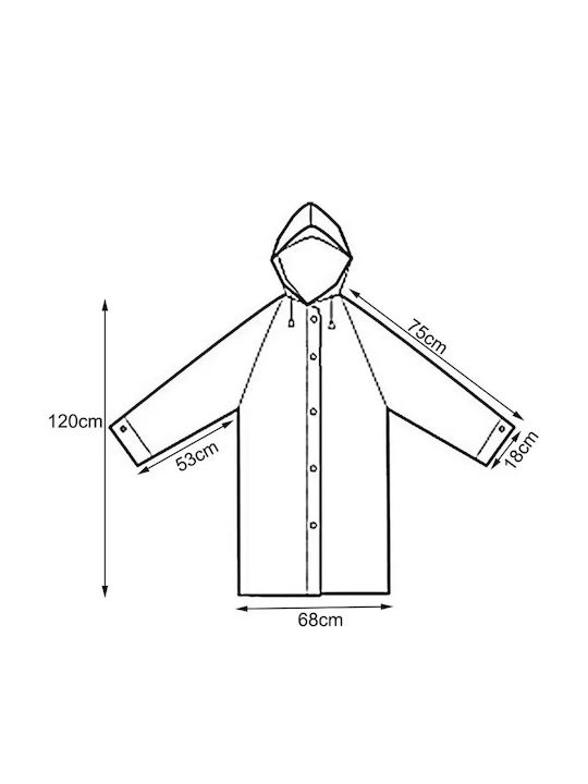 Waterproof Poncho with Drawstring Hood Eva White One Size 68x120 Cm Aria Trade