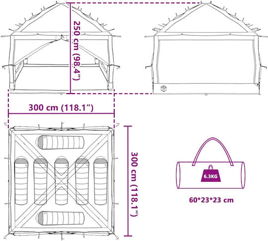 vidaXL Sommer Campingzelt Grüne 300x300x250cm