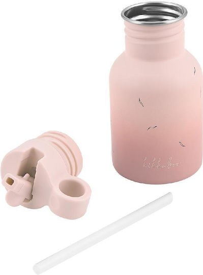 Kikka Boo Kids Water Bottle Stainless Steel with Straw Pink 350ml