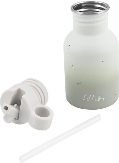 Kikka Boo Kids Water Bottle Stainless Steel with Straw Beige 350ml