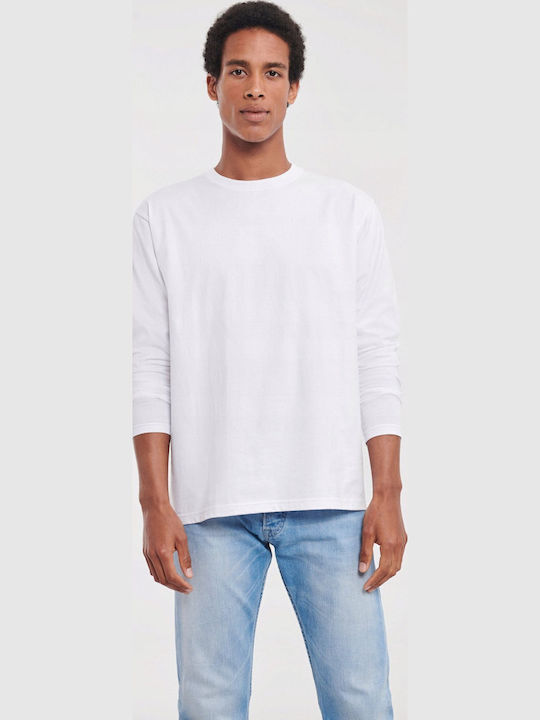 Russell Europe Unisex Διαφημιστικό T-shirt Μακρυμάνικο White