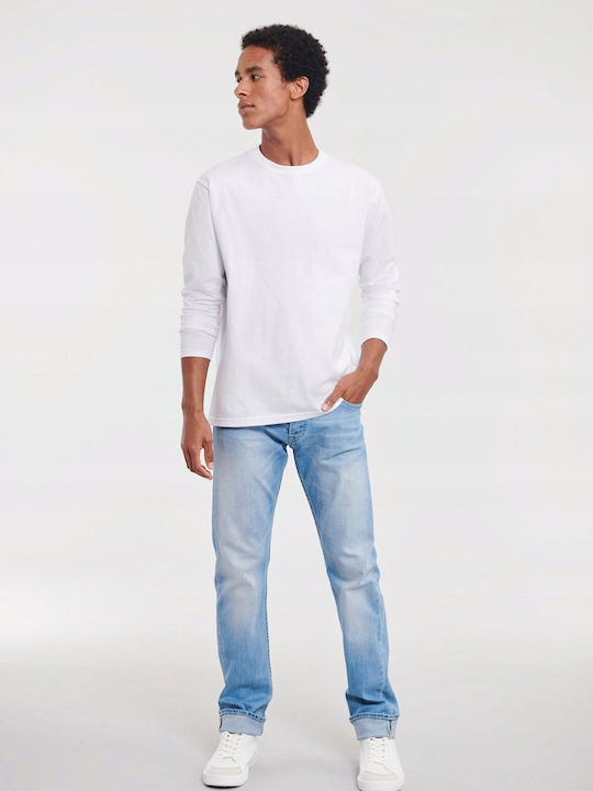 Russell Europe Unisex Διαφημιστικό T-shirt Μακρυμάνικο White