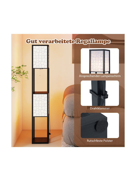 Costway Floor Lamp H156xW3cm. with Socket for Bulb E27 Black