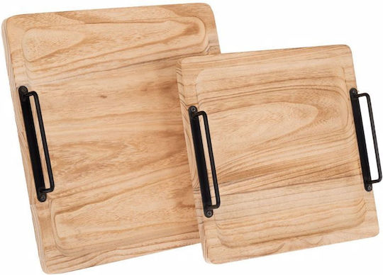Set 2 Hölzerne Dekorative Tabletts Natürliche Farbe Schwarze Metallgriffe 30x30x4,5 25x25x4,5cm Iliadis Set 2 Hölzerne Dekorative Tabletts Natürliche Farbe Schwarze Metallgriffe 30x30x4,5 25x25x4,5cm Iliadis