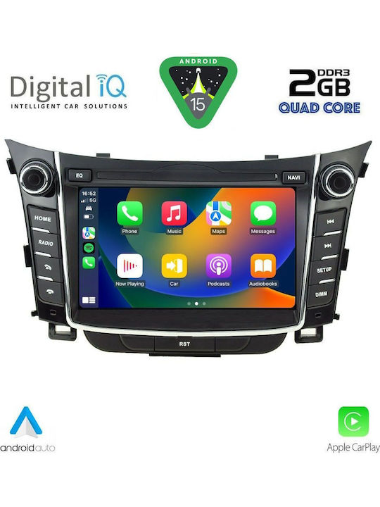 Digital IQ Car Audio System for Hyundai i30 2012-2017 (Bluetooth/USB/AUX/WiFi/GPS/Apple-Carplay/Android-Auto) with Touch Screen 7"