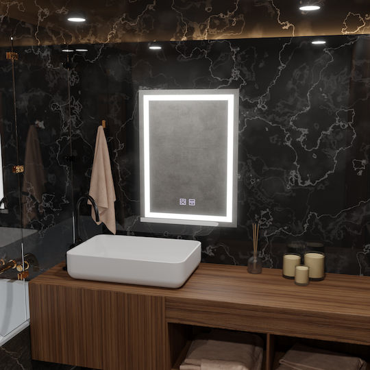 Alista Home Μεγεθυντικός Ορθογώνιος Καθρέπτης Μπάνιου Led Αφής 45x60cm Διάφανος