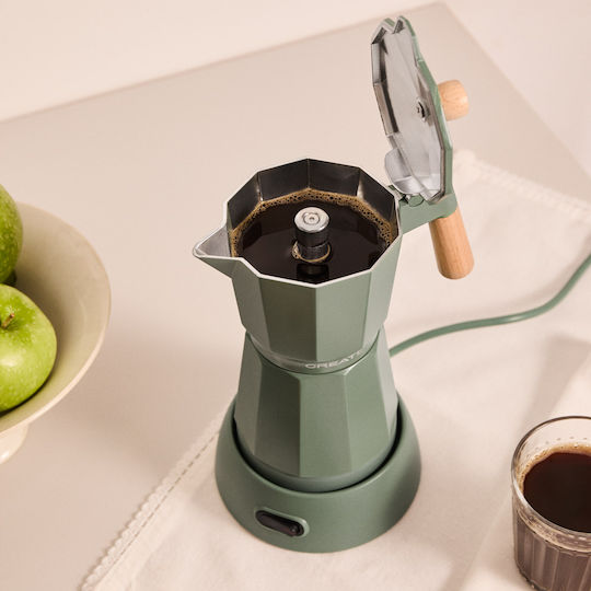 Create Thera Electric Stovetop Espresso Pot 6 Cups 480W Verde