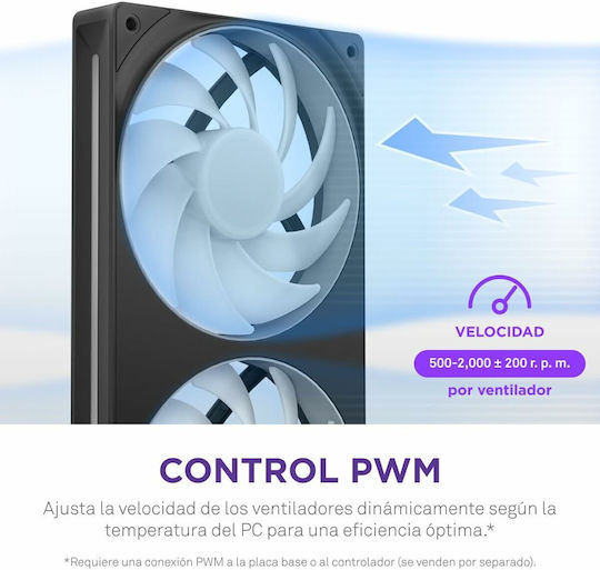 NZXT F280 Core Case Fan 2000rpm 98.61cfm with ARGB Lighting and 4-Pin PWM Connection 4-Pin NZXT RGB 2pcs
