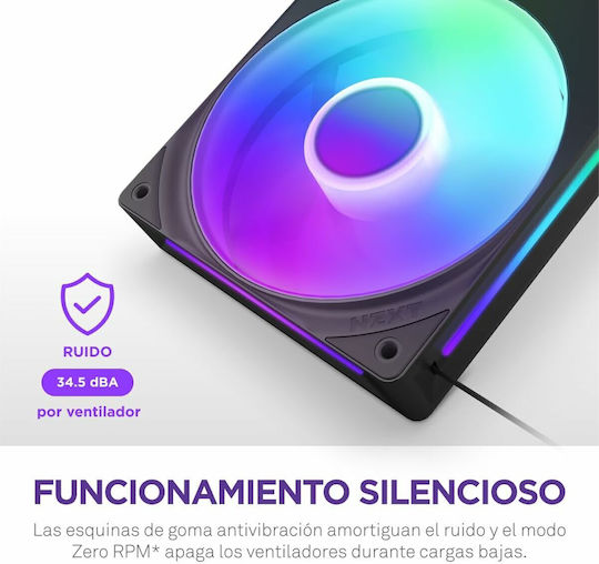 NZXT F280 Core Case Fan 2000rpm 98.61cfm with ARGB Lighting and 4-Pin PWM Connection 4-Pin NZXT RGB 2pcs