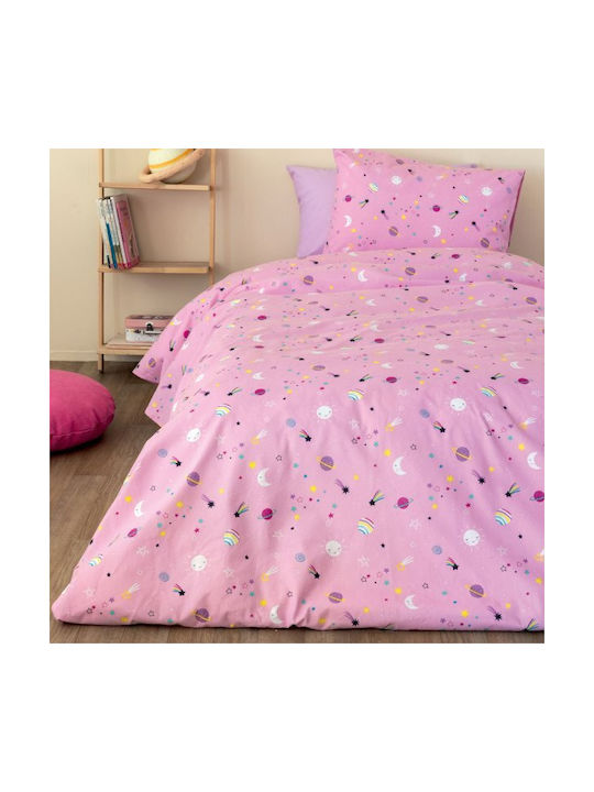 Palamaiki Poppet Baby Sheets Set Crib Flannel Fitted Pink 70x140cm