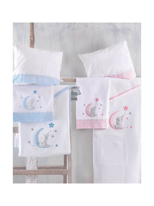 Rythmos Fuzzy Baby Sheets Set Crib Cotton Light Blue 100x160cm 4pcs